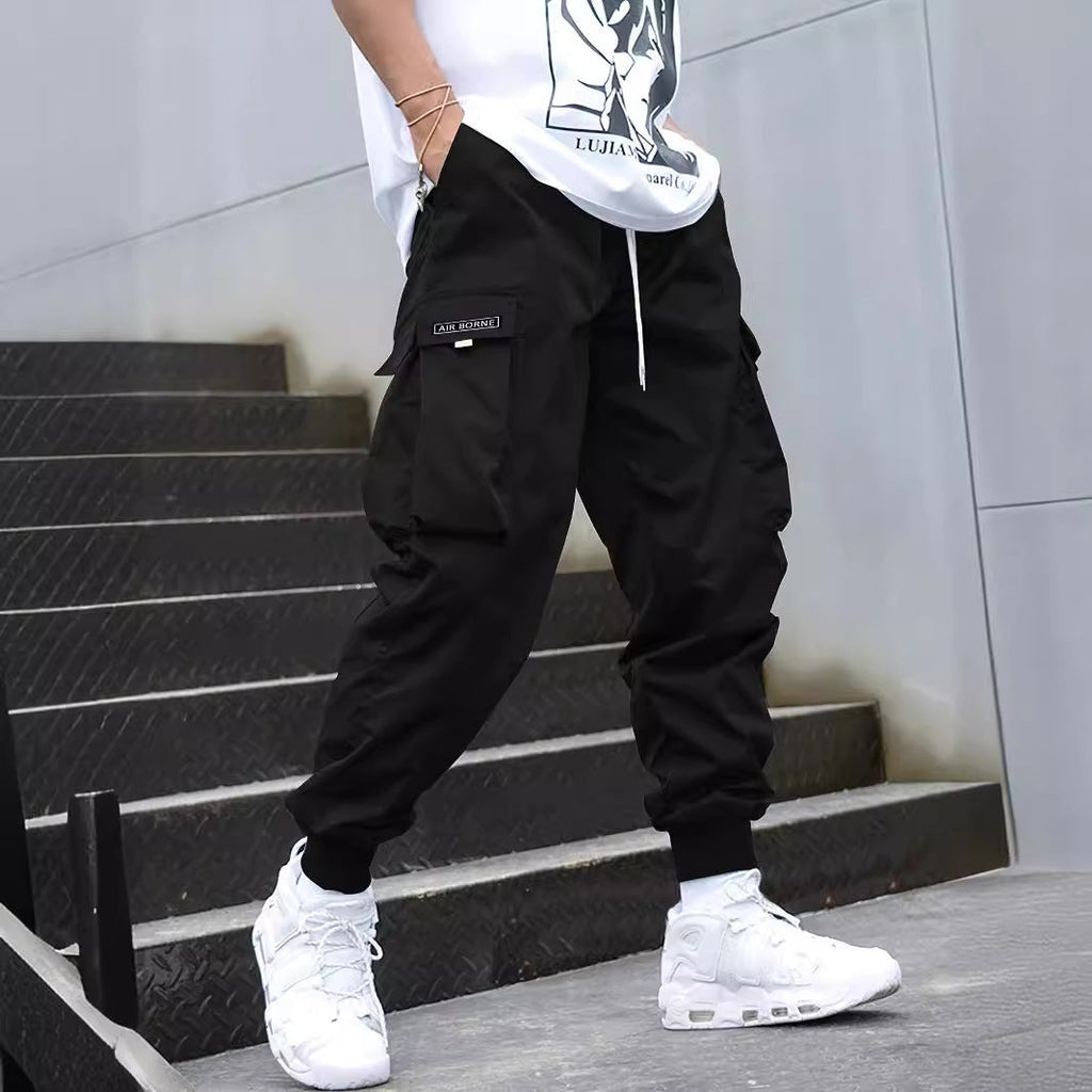 Men’s Multi‑Pocket Drawstring Cargo Pants