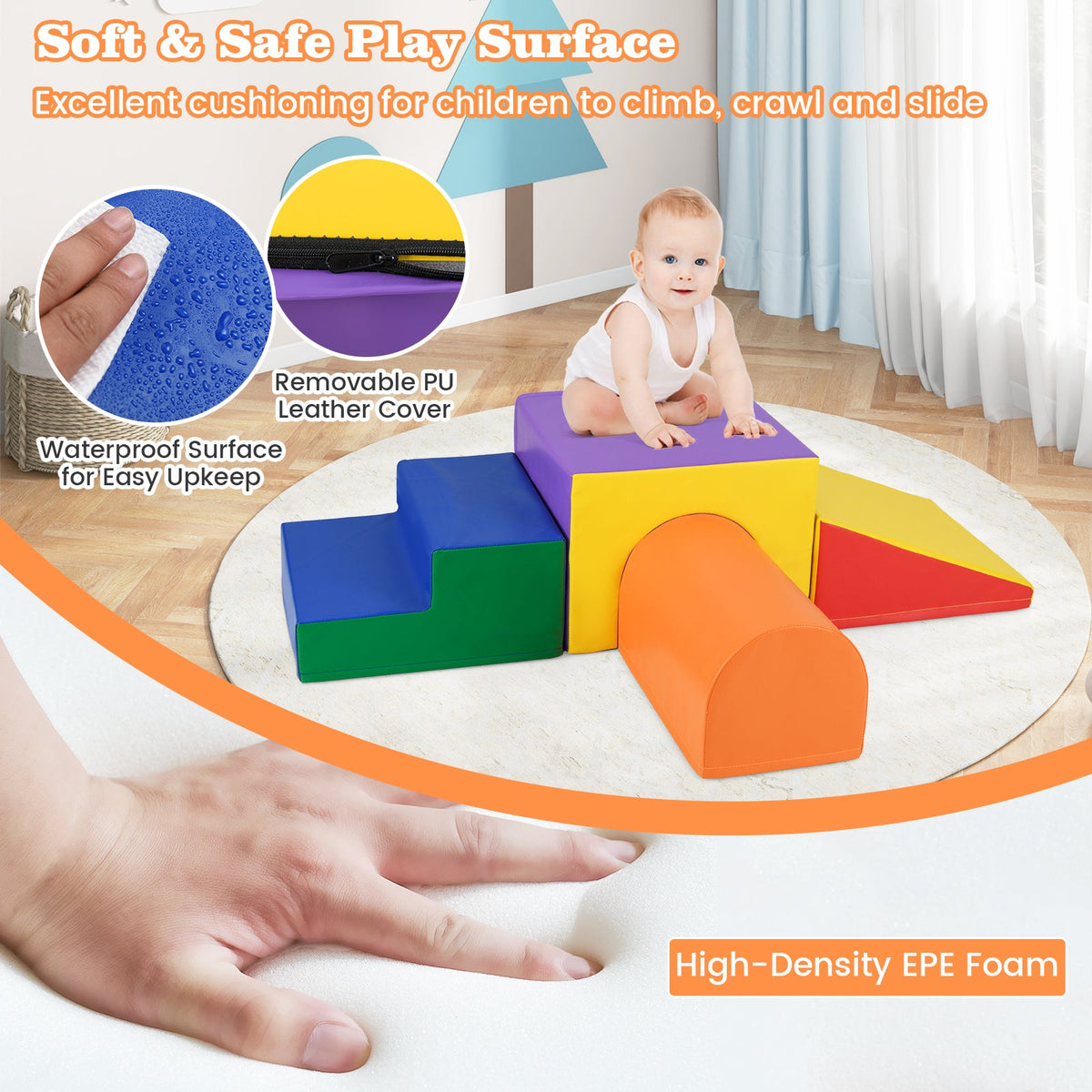Climb and Crawl Foam Block Play Set for Infant Baby