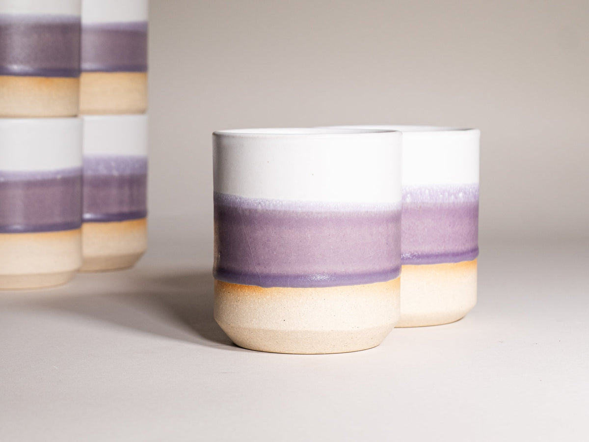 Smoothie Cup Purple White 14 oz Stoneware