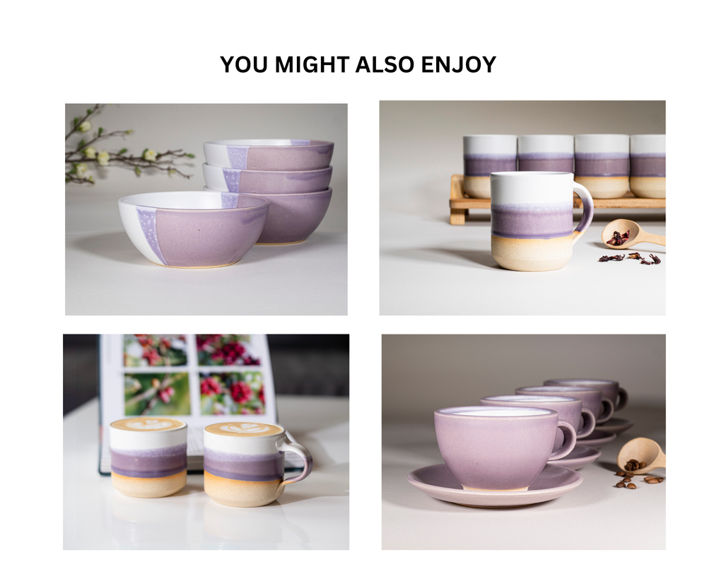 Smoothie Cup Purple White 14 oz Stoneware
