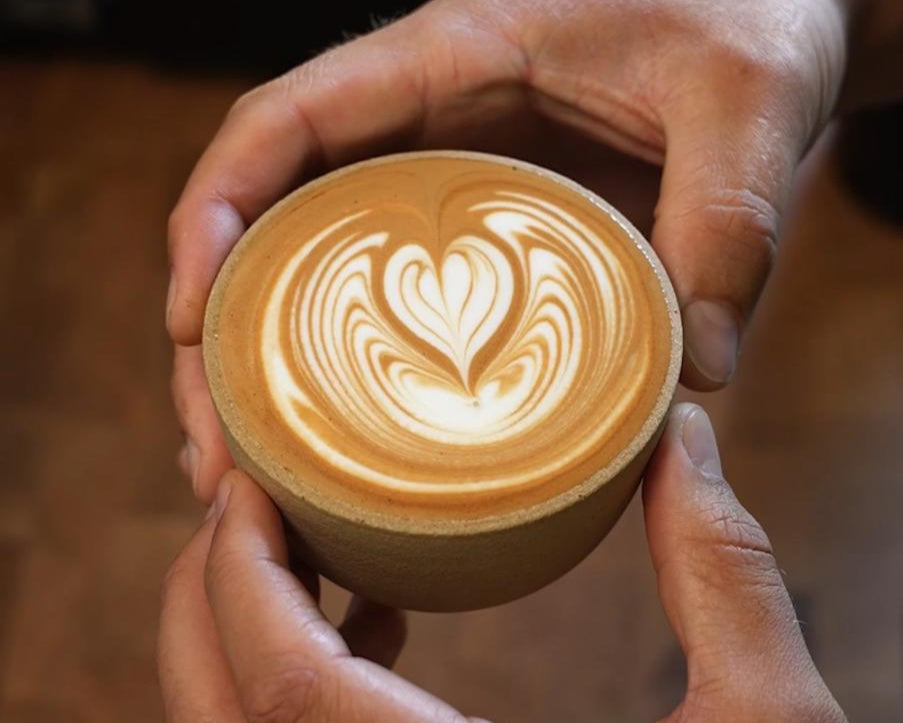 Latte/Cappuccino Cup with Handle: Sandy White, 200 ml, Stoneware