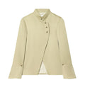 Fashionable And Versatile Tailored Blazer With A Mock Turtleneck And Layered Detailing