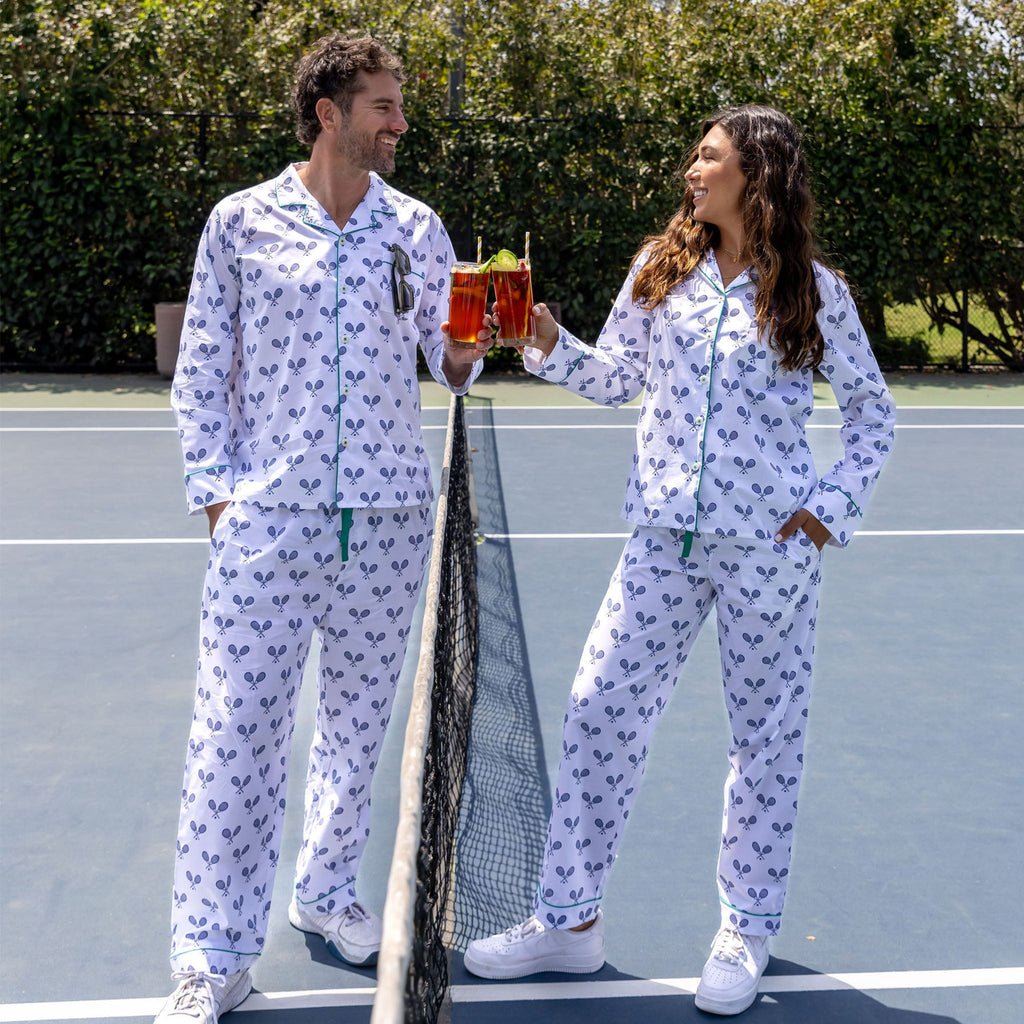 Men's Tennis Navy Long PJ Set