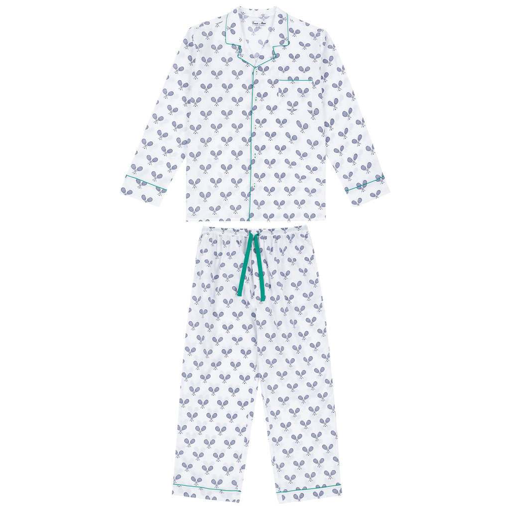 Men's Tennis Navy Long PJ Set