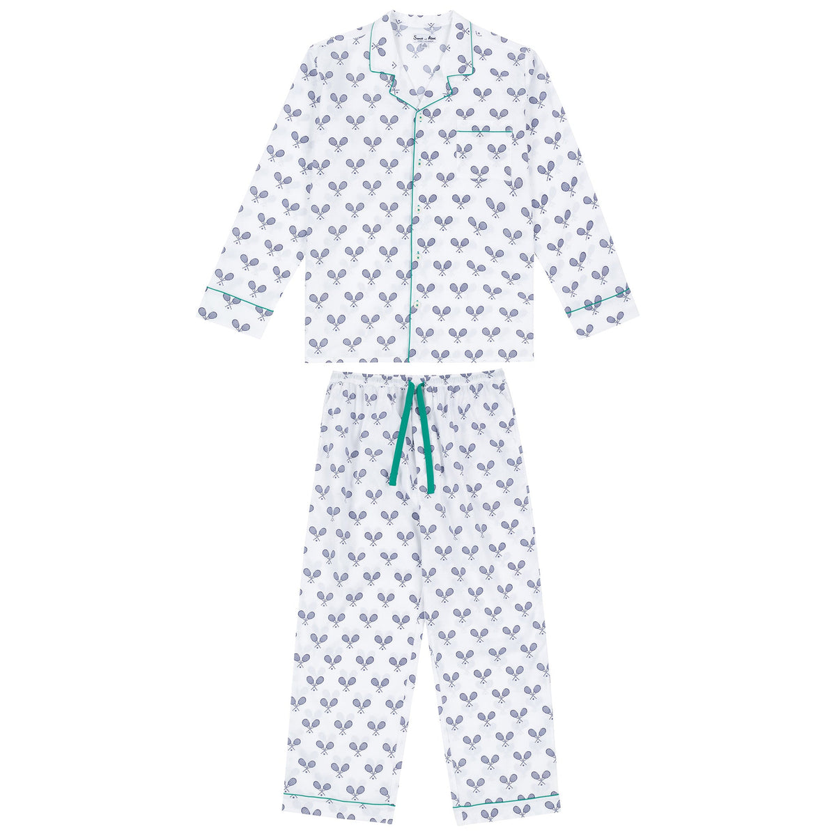 Men's Tennis Navy Long PJ Set